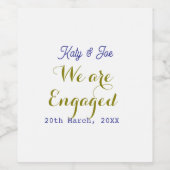 Wir sind verlobt lila gold name datum elegant einf weinetikett (Einzelnes Label)