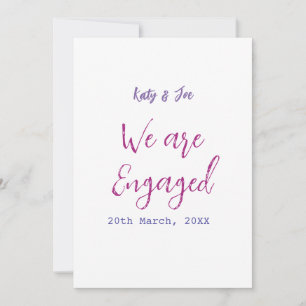 Wir sind verlobt lila rosa name datum elegant einf einladung