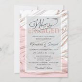 Wir sind verlobt Marble Rose Gold Verlobung Einladung (Vorderseite)