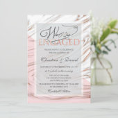 Wir sind verlobt Marble Rose Gold Verlobung Einladung (Stehend Vorderseite)