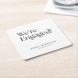 Wir sind verlobt Minimalistische Verlobungsparty Rechteckiger Pappuntersetzer
