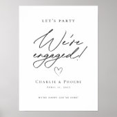 Wir sind verlobt. Moderne Verlobungsparty-Willkomm Poster (Vorne)