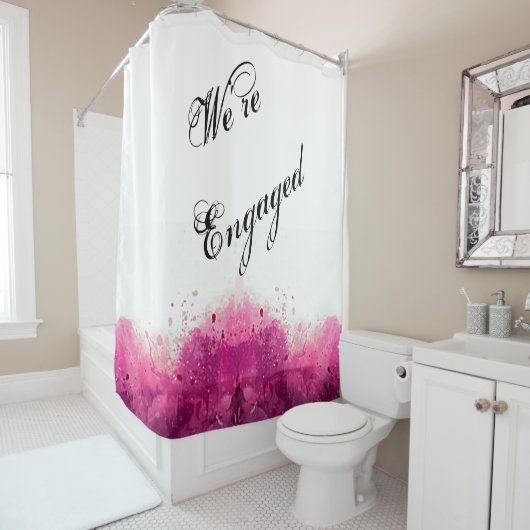 Wir sind Verlobt - Paare Verlobung Wasserfarbe Duschvorhang (Beispiel)
