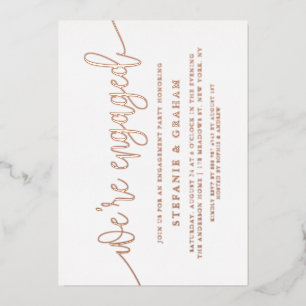 Wir sind verlobt Rose Gold Folien-Verlobungsfeier Folieneinladung