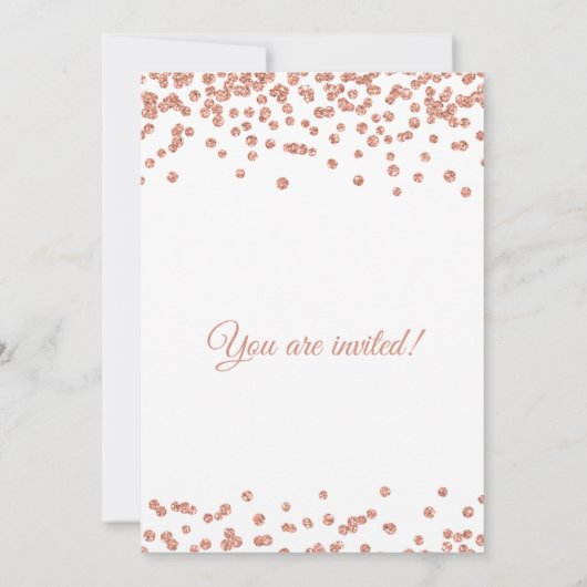 Wir sind Verlobt! Rose Gold Glitzer Confetti Weiß Einladung (Rückseite)