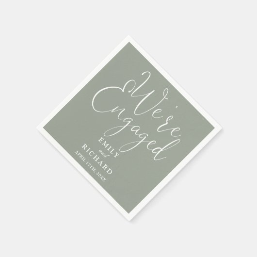 Wir sind Verlobt Sage Green Script Engagement Part Serviette (Ecke)