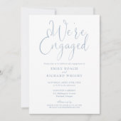 Wir sind Verlobt Script Dusty Blue Engagement Part Einladung (Vorderseite)