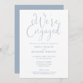 Wir sind Verlobt Script Dusty Blue Engagement Part Einladung (Vorne/Hinten)