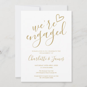 Wir sind verlobt Verlobungsparty Chic Gold Einladung