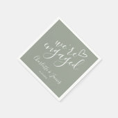 Wir sind verlobt Verlobungsparty Sagegrün Serviette (Ecke)