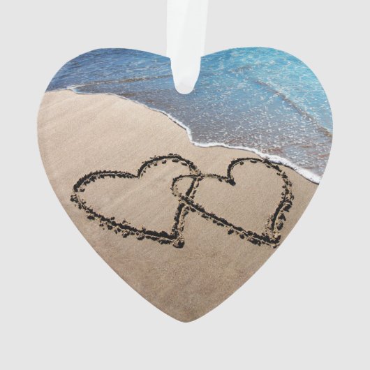 Wir sind Verlobt! Zwei Herzen in Sand-Ornament Ornament (Rückseite)