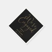 Wir sind Verlobte Black and Gold Engagement Party Serviette (Ecke)