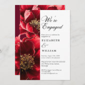 Wir sind Verlobte burgundische florale Engagement Einladung (Vorne/Hinten)