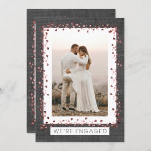 Wir sind Verlobte Burlap Heart Foto Verlobung Einladung