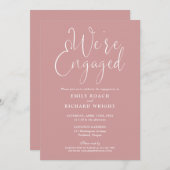 Wir sind Verlobte Dusty Rose Pink Engagement Party Einladung (Vorne/Hinten)