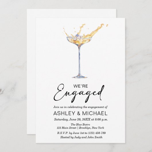 Wir sind Verlobte Elegant Champagne Engagement Par Einladung (Vorne/Hinten)