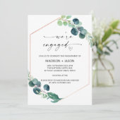 Wir sind Verlobte Engagement Partei Grünen Eukalyp Einladung (Stehend Vorderseite)