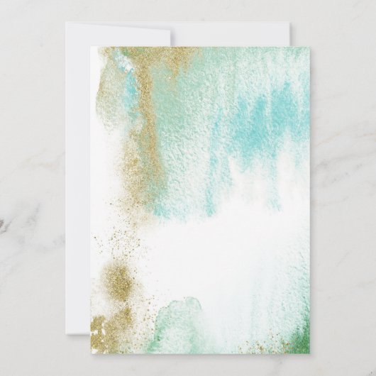 Wir sind Verlobte Engagement Party Green und Gold Einladung (Rückseite)