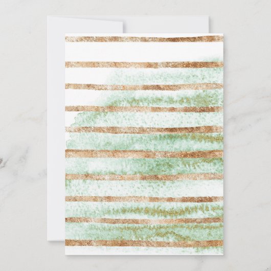 Wir sind Verlobte Engagement Party Green und Gold Einladung (Rückseite)