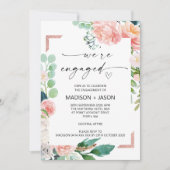 Wir sind Verlobte Engagement Party Pink Floral Einladung (Vorderseite)