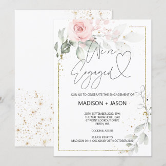 Wir sind Verlobte Engagement Party Pink Floral Gol Einladung