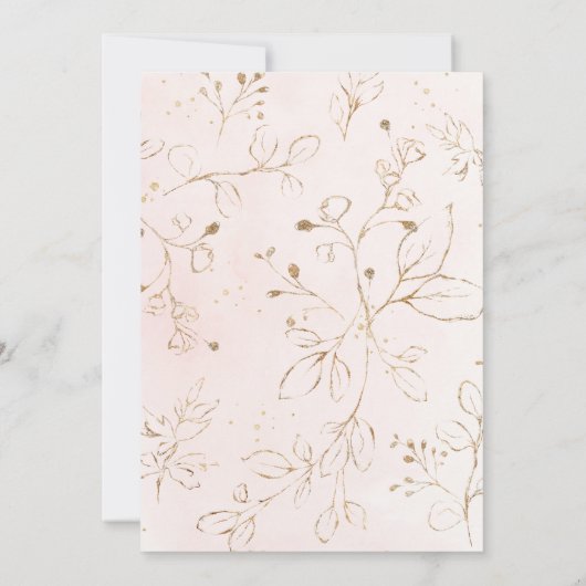 Wir sind Verlobte Engagement Party Pink Gold Flora Einladung (Rückseite)