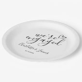 Wir sind Verlobte Engagement Party Schwarz und Wei Pappteller (Schrägansicht)