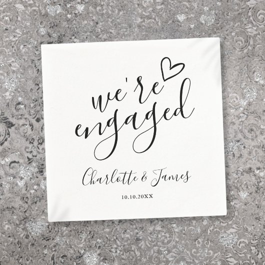 Wir sind Verlobte Engagement Party Schwarz und Wei Serviette