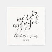 Wir sind Verlobte Engagement Party Schwarz und Wei Serviette (Vorderseite)
