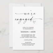 Wir sind Verlobte Engagement Party Schwarz-weiß Si Einladung (Vorderseite)