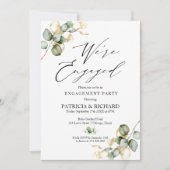 Wir sind Verlobte Gold Greenery Engagement Party Einladung (Vorderseite)