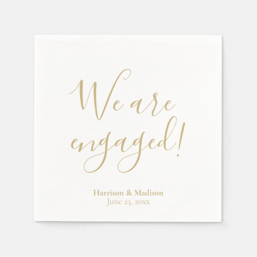 Wir sind verlobte goldene benutzerdefinierte Skrip Serviette (Vorderseite)