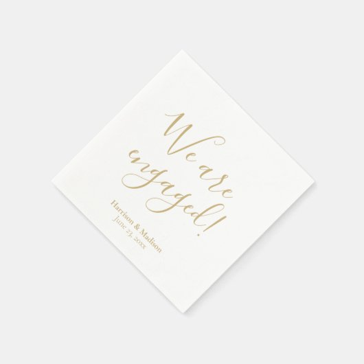 Wir sind verlobte goldene benutzerdefinierte Skrip Serviette (Ecke)