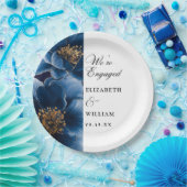 Wir sind Verlobte Navy Blue Floral Engagement Part Pappteller (Party)