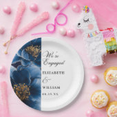 Wir sind Verlobte Navy Blue Floral Engagement Part Pappteller (Party)