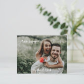 Wir sind Verlobte Paare Verlobung Ankündigung Postkarte (Stehend Vorderseite)