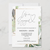 Wir sind Verlobte Partnerpartei Eukalyptus Gold Einladung (Vorderseite)