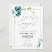 Wir sind Verlobte Partnerpartei Eukalyptusl Gold Einladung (Vorderseite)