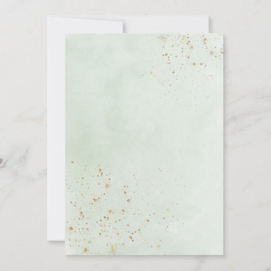 Wir sind Verlobte Partnerpartei Eukalyptusl Gold Einladung (Rückseite)