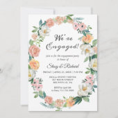 Wir sind Verlobte Rose Floral Wreath Engagement Pa Einladung (Vorderseite)