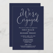 Wir sind Verlobte Script Navy Blue Engagement Part Einladung (Vorne/Hinten)