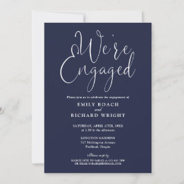 Wir sind Verlobte Script Navy Blue Engagement Part Einladung