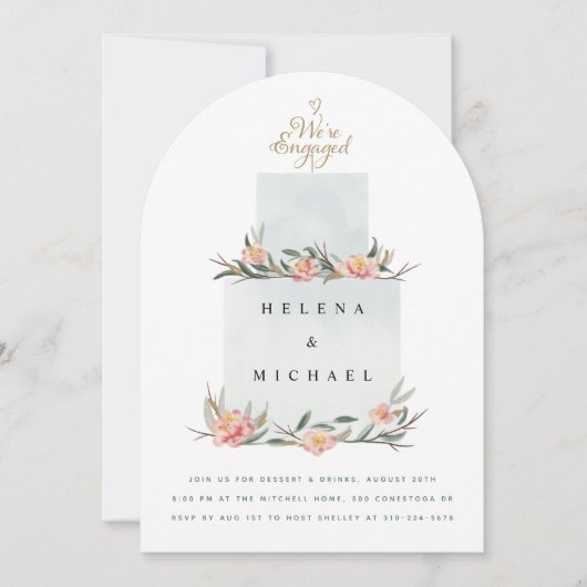 Wir sind Verlobter Cake Engagement Party Arch Einladung (Vorderseite)