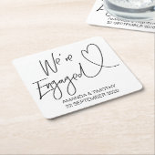 Wir sind verlobter rechteckiger pappuntersetzer (angewinkelt)