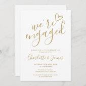 Wir sind Verlobtes Engagement Party Chic Gold Einladung (Vorne/Hinten)