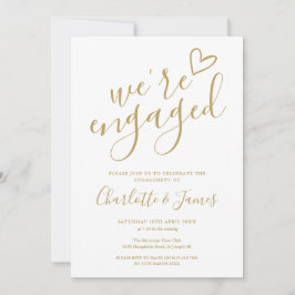 Wir sind Verlobtes Engagement Party Chic Gold Einladung
