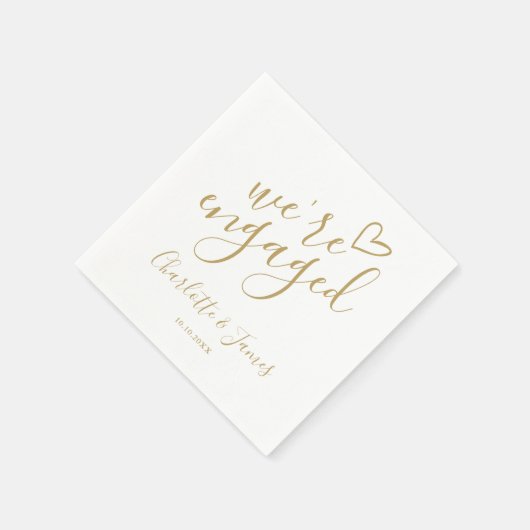 Wir sind Verlobtes Engagement Party Chic Gold Serviette (Ecke)