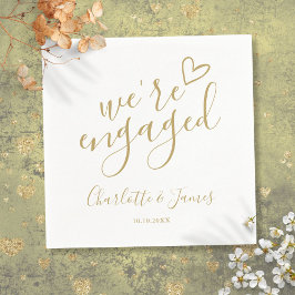 Wir sind Verlobtes Engagement Party Chic Gold Serviette