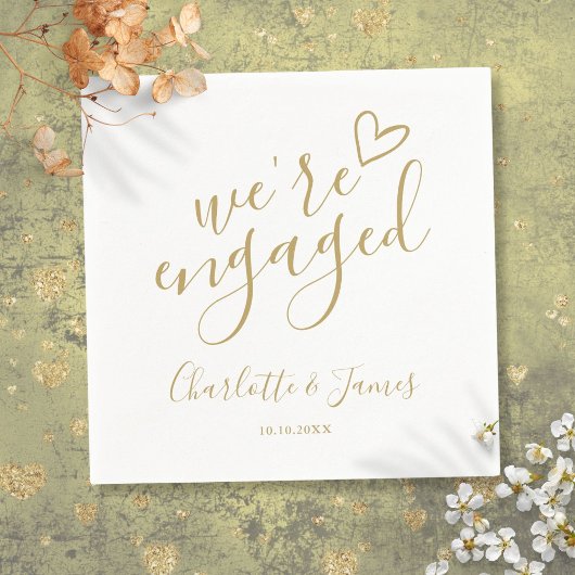 Wir sind Verlobtes Engagement Party Chic Gold Serviette