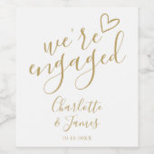 Wir sind Verlobtes Engagement Party Chic Gold Weinetikett (Einzelnes Label)